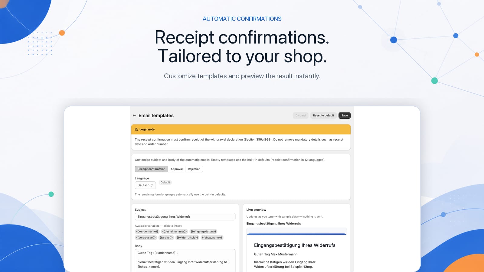 Automatische Eingangsbestätigung per E-Mail in FloziBack